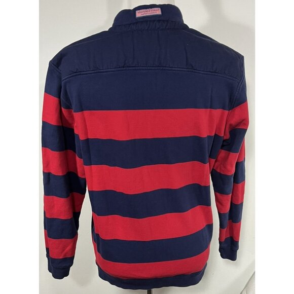 Mens M Vineyard Vines Martha's Shep Ian Rugby 1/4 Zip Red Blue Stripes Logo - Picture 4 of 8